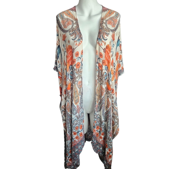 Macchia Di Ruggine Alabaster Dobby Jacquard Viscose Kimono OSFM Boho Indie - Picture 2 of 14